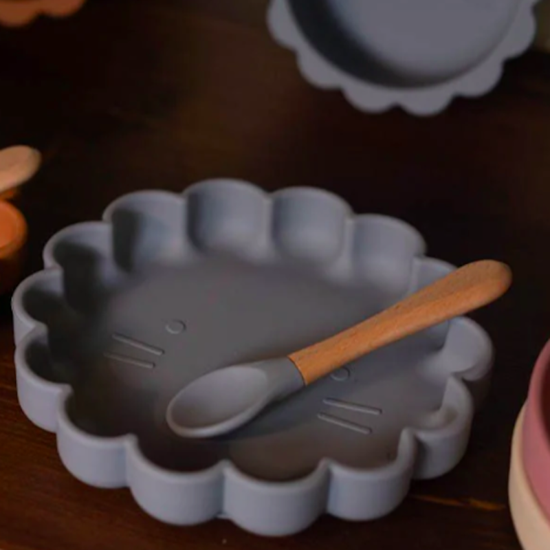 Piatto in silicone con ventosa  (GRIGIO) - Soina -