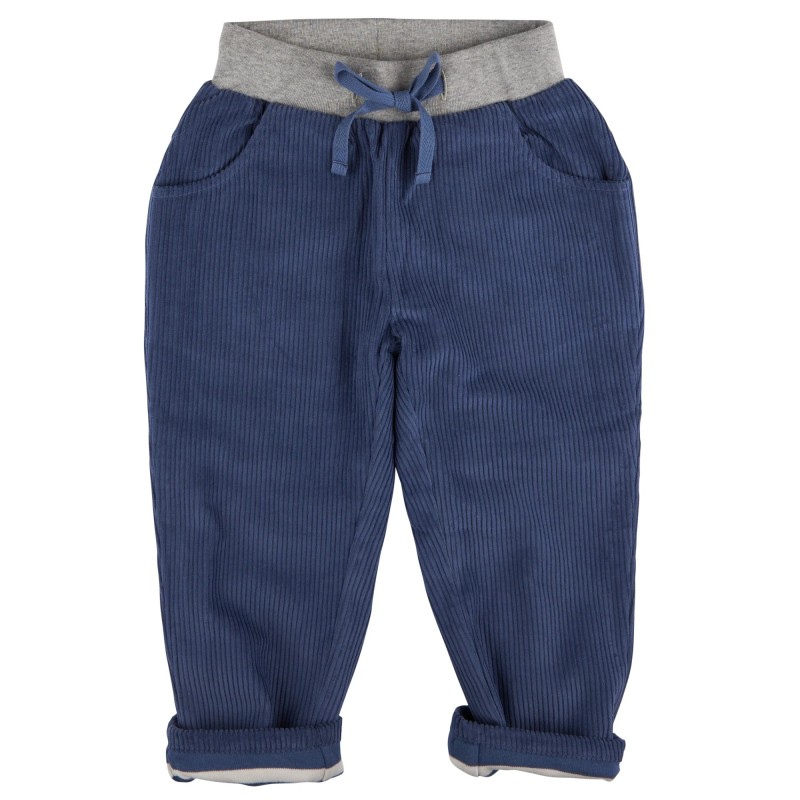 Pantaloni in velluto a coste foderati in cotone organico a righe - Blu Notte