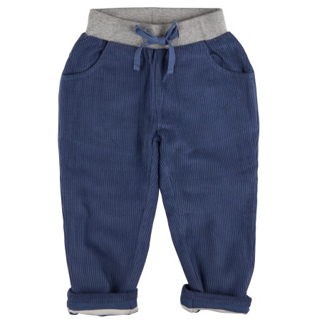 Pantaloni in velluto a coste foderati in cotone organico a righe - Blu Notte
