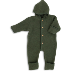 Baby-Overall  - Tutina  con cappuccio e risvolti sulle gambe in lana merino biologica al 100%