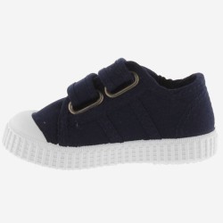 Scarpe  in cotone organico con Chiusura a Doppio Strappo  - Blu Marino