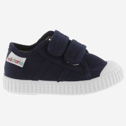 Scarpe  in cotone organico con Chiusura a Doppio Strappo  - Blu Marino