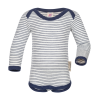 Body manica lunga a Righe natural/Blue in Lana Merinos 70%  e seta al 30% -Engel-