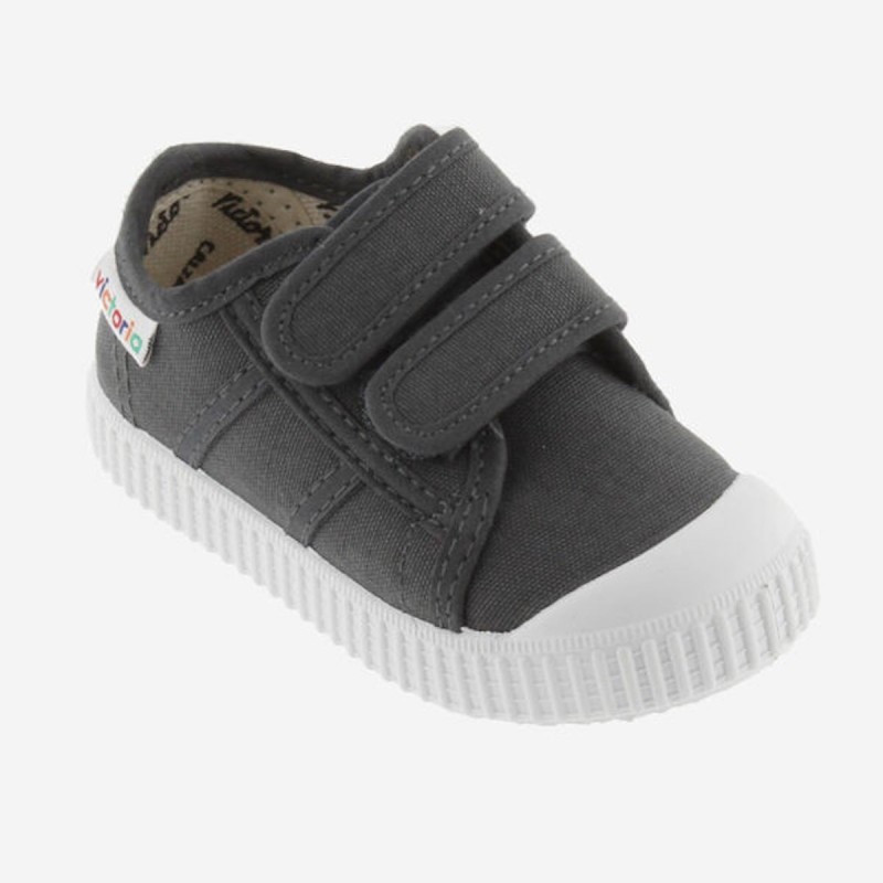 Scarpe in cotone organico con Chiusura a Strappo doppio - Grigio Antra