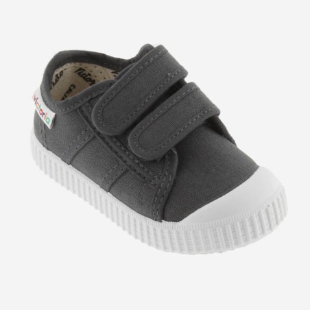 Scarpe in cotone organico con Chiusura a Strappo doppio - Grigio Antra