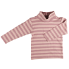 Maglia Collo Alto a manica lunga a righe in cotone organico 100% - Pink  -