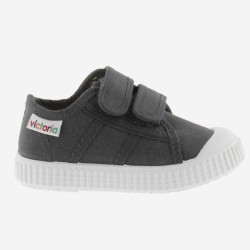 Scarpe in cotone organico con Chiusura a Strappo doppio - Grigio Antra