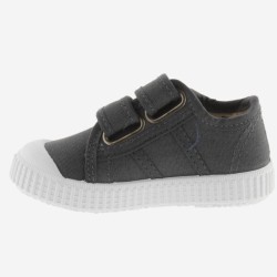 Scarpe in cotone organico con Chiusura a Strappo doppio - Grigio Antra