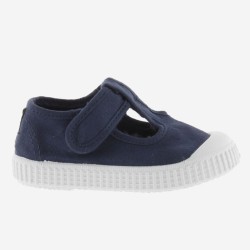 Scarpe in cotone organico Occhio di Bue  con Chiusura a Strappo - Blu