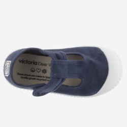 Scarpe in cotone organico Occhio di Bue  con Chiusura a Strappo - Blu