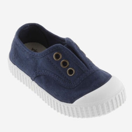 Scarpe senza Lacci in cotone organico - Blu Marino-