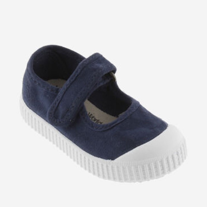 Ballerina in cotone biologico con Chiusura a Strappo - Blu  Marino -