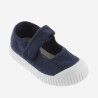 Ballerina in cotone biologico con Chiusura a Strappo - Blu  Marino -