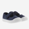 Ballerina in cotone biologico con Chiusura a Strappo - Blu  Marino -