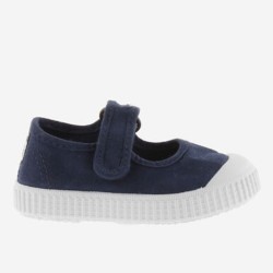 Ballerina in cotone biologico con Chiusura a Strappo - Blu  Marino -
