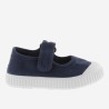 Ballerina in cotone biologico con Chiusura a Strappo - Blu  Marino -