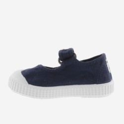 Ballerina in cotone biologico con Chiusura a Strappo - Blu  Marino -