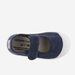 Ballerina in cotone biologico con Chiusura a Strappo - Blu  Marino -