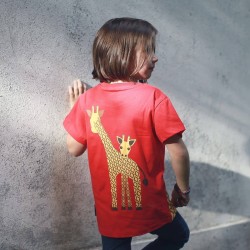 Maglietta  manica corta GIRAFFA  (fronte e retro) in cotone certificato GOTS