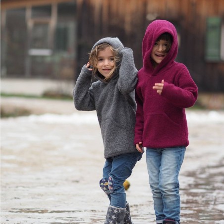 Maglione con cappuccio  in 100% Lana merino biologica