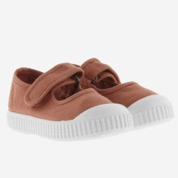 Ballerina in cotone organico con Chiusura a Strappo - Terracotta -