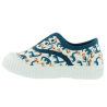 Scarpe senza Lacci in cotone organico  -VICTORIA - Blu con disegni