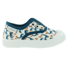 Scarpe senza Lacci in cotone organico  -VICTORIA - Blu con disegni