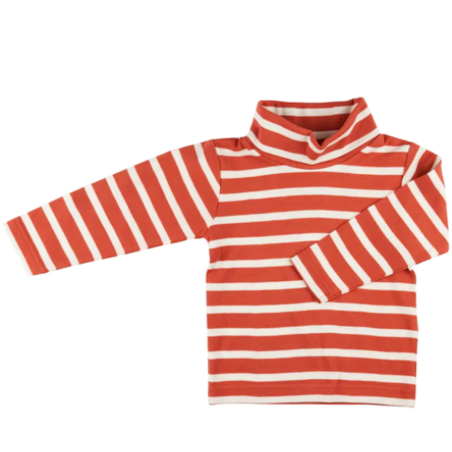 Maglia Collo Alto a manica lunga a righe in cotone organico 100% - Moka  -