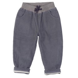 Pantaloni di velluto a coste foderati in cotone organico a righe - Blu