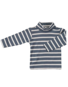 Maglia Collo Alto a manica lunga a righe in cotone organico 100% - Blu  -