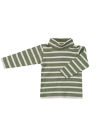 Maglia Collo Alto a manica lunga a righe in cotone organico 100% - Verde Mela -
