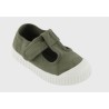 Scarpe in cotone organico Occhio di Bue  con Chiusura a Strappo - Verde Militare -