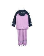 Set Giacca e Salopette  Antipioggia in PU Riciclato Blu-Lila