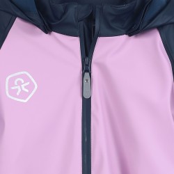 Set Giacca e Salopette  Antipioggia in PU Riciclato Blu-Lila