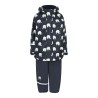 Set Giacca e Pantalone  Antipioggia in PU Riciclato Blu-Elefanti -CELAVI-