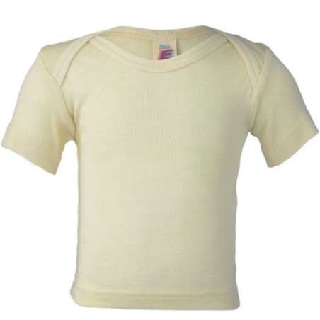 Maglietta  intima slip-on per Bebè a manica corta   in  Lana e Seta- Engel -