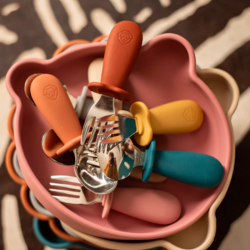 Set  in silicone di FORCHETTA/CUCCHIAINO di qualità alimentare e acciaio inossidabile