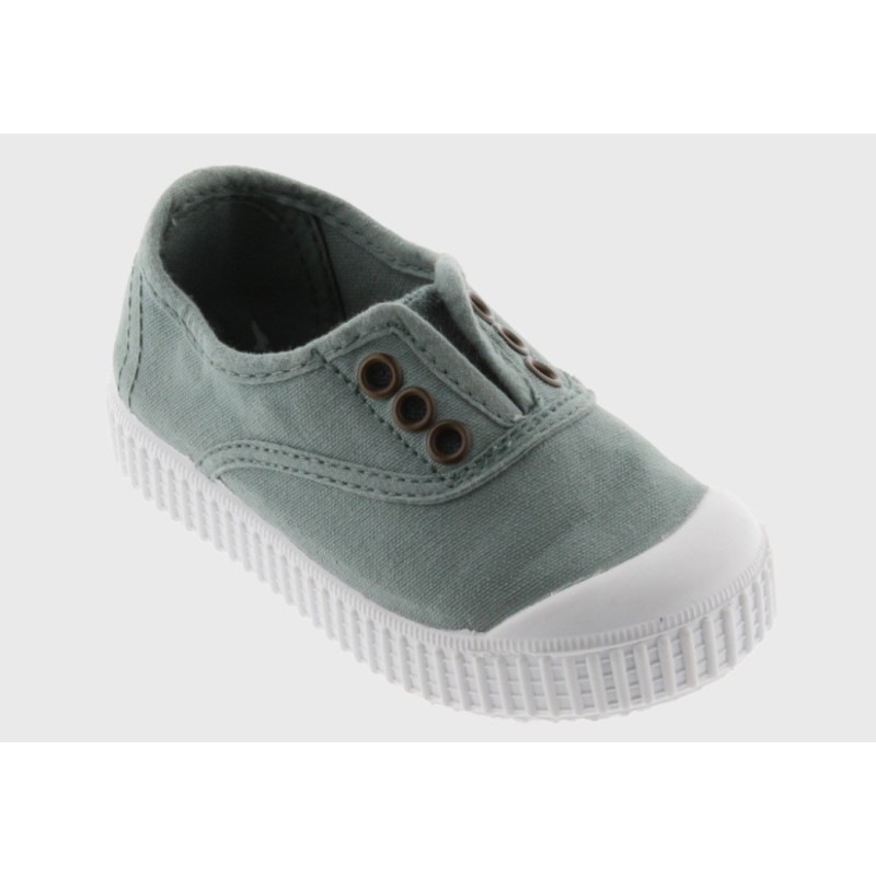Scarpe  senza  Lacci in cotone organico -VICTORIA- Verde Jade -