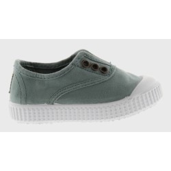 Scarpe  senza  Lacci in cotone organico -VICTORIA- Verde Jade -