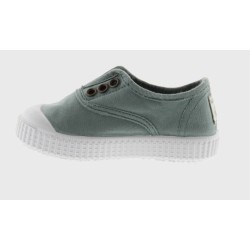 Scarpe  senza  Lacci in cotone organico -VICTORIA- Verde Jade -